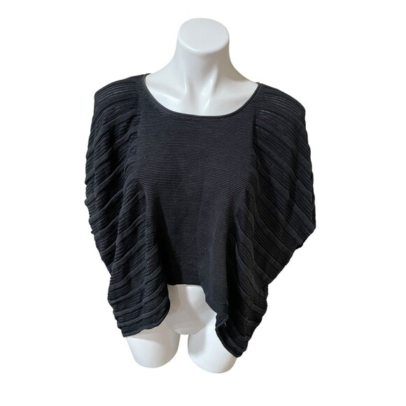 Eileen Fisher Petite Sz S Boucle Knit Poncho Pullover Black Oversized Preowned - Picture 3 of 11